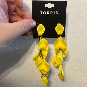 Yellow Petal Dangle Earrings